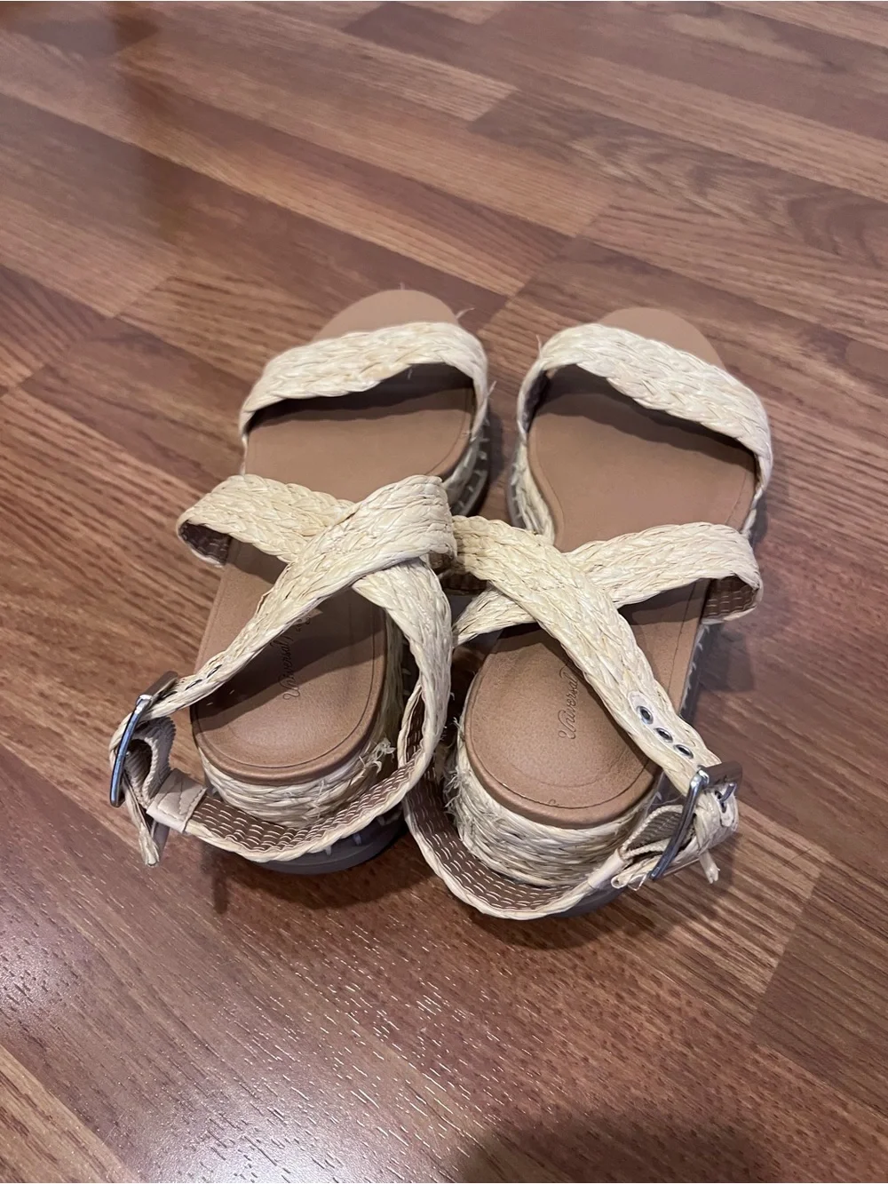 Universal Thread Kayla beige braided wedge heel sandals